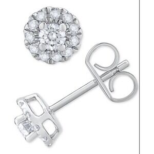 Macy's Bridge Diamond Earrings Silver OS New With Tags